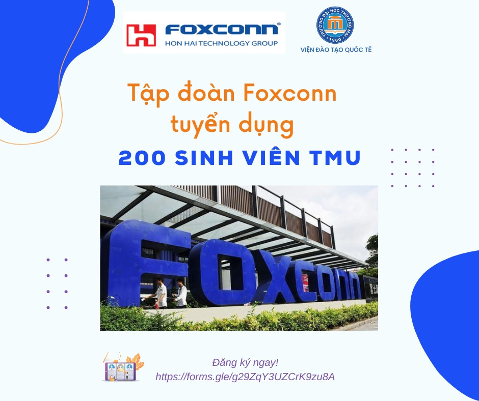 TẬP ĐOÀN KHKT HỒNG HẢI FOXCONN THÔNG BÁO TUYỂN DỤNG 200 CÁN BỘ NGUỒN