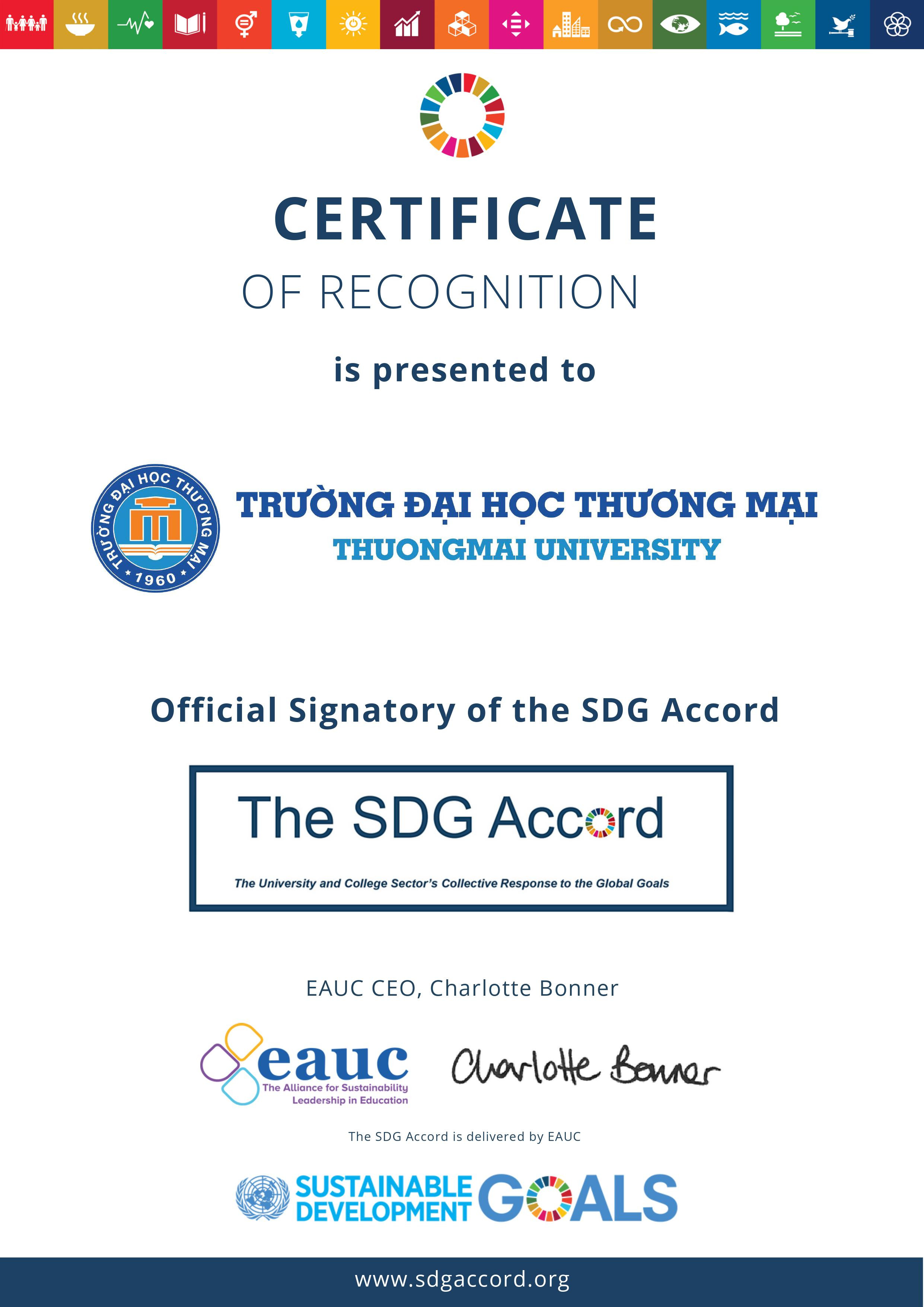 Trường Đại học Thương mại gia nhập SDG Accord