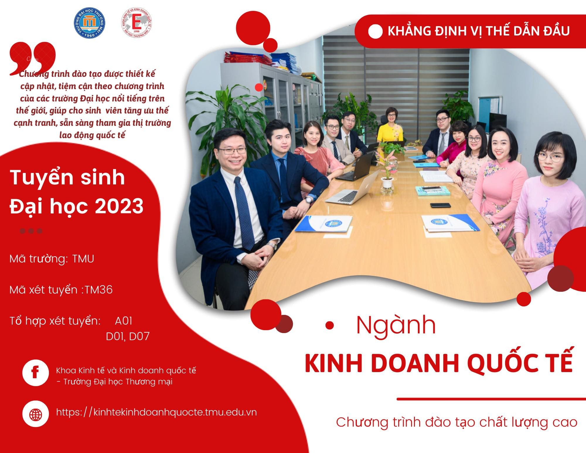 CHUYÊN NGÀNH THƯƠNG MẠI QUỐC TẾ - NGÀNH KINH DOANH QUỐC TẾ CHƯƠNG TRÌNH ĐÀO TẠO CHẤT LƯỢNG CAO