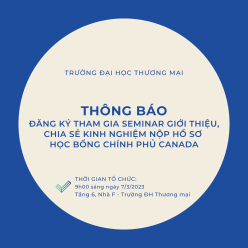 Thông báo đăng ký tham gia Seminar giới thiệu, chia sẻ kinh nghiệm nộp hồ sơ học bổng chính phủ Canada