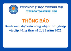 Danh sách dự kiến công nhận tốt nghiệp và cấp bằng thạc sĩ đợt 4 năm 2025