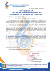 Thư mời tham dự Lễ gặp mặt Cựu Viên chức và Cựu Người học nhân dịp kỷ niệm 65 năm thành lập Trường Đại học Thương mại
