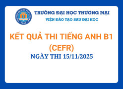 Kết quả thi đánh giá năng lực Tiếng Anh đạt trình độ B1 (CEFR) - Ngày thi 15/11/2025