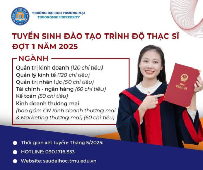 THÔNG BÁO TUYỂN SINH ĐÀO TẠO TRÌNH ĐỘ THẠC SĨ - ĐỢT 1 NĂM 2025!