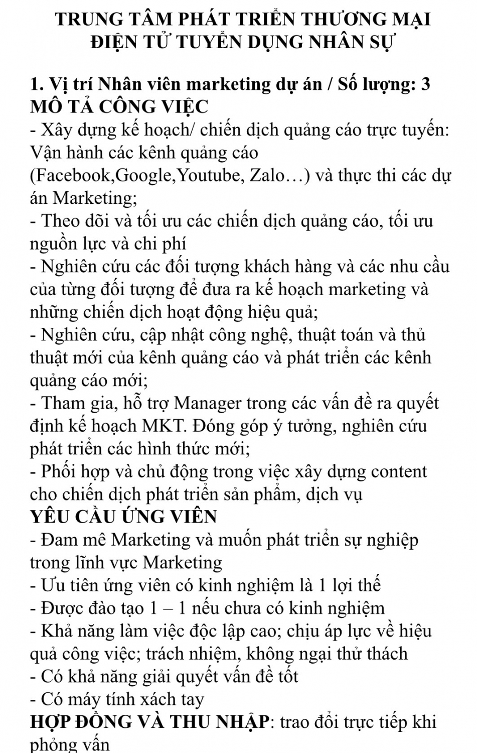 công việc 1