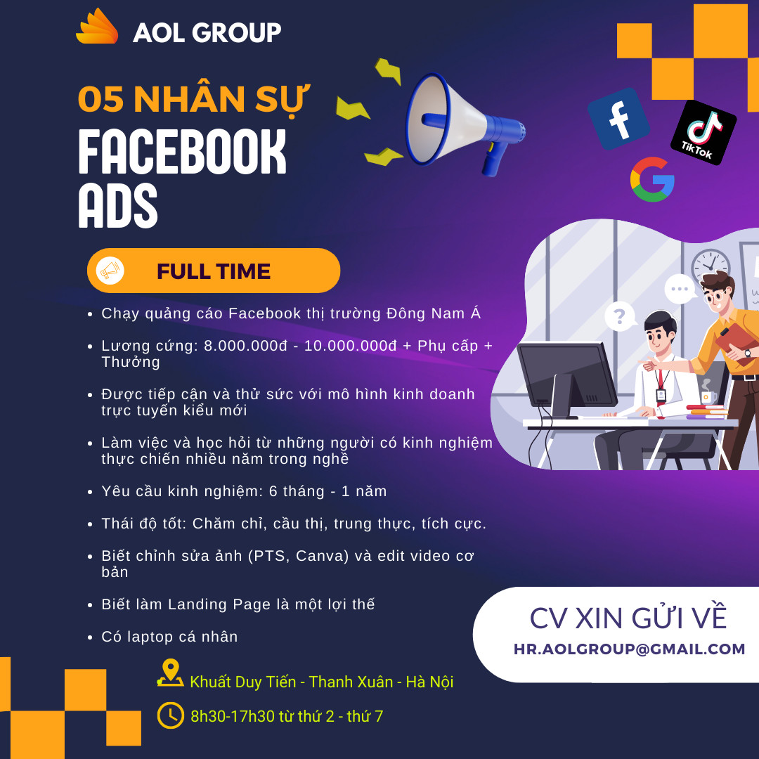 AOL GROUP Tuyển dụng nhân sự Facebook Ads