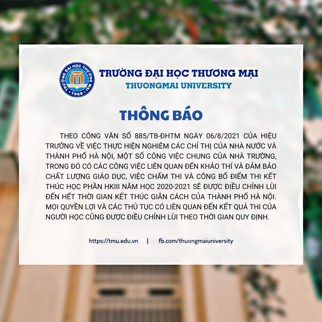 TB mới về hoạt động khảo thí và KĐCL trong thời gian tiếp tục thực hiện giãn cách xã hội tại HN