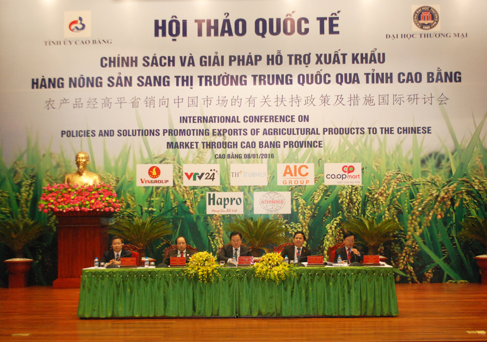 Hội thảo quốc tế tại TP.Cao Bằng 01/2016: "Chính sách và giải pháp hỗ trợ xuất khẩu hàng nông sản sang thị trường Trung Quốc qua tỉnh Cao Bằng"