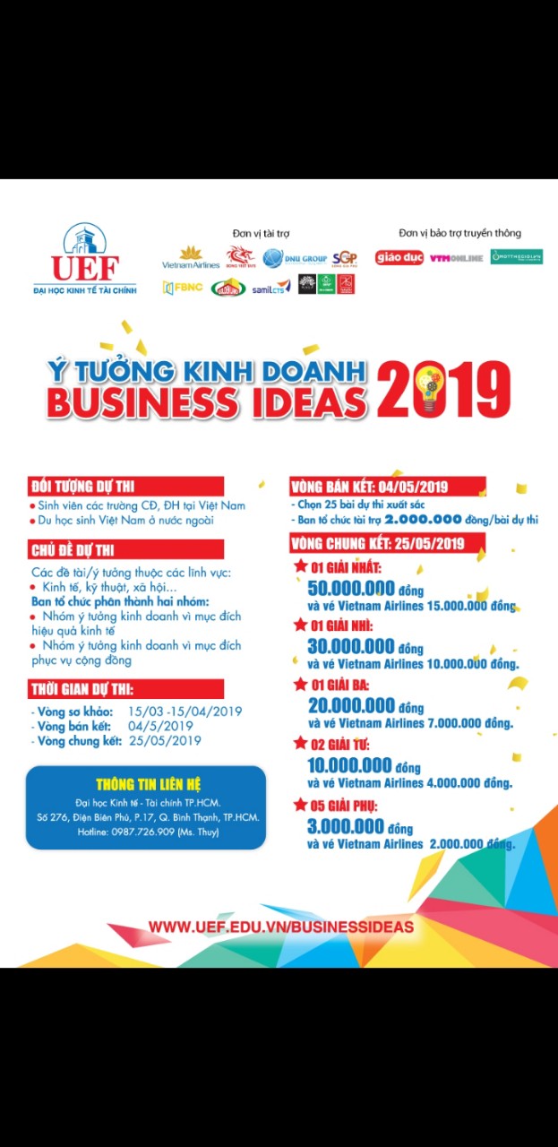 Thông tin cuộc thi khởi nghiệp BUSINESS IDEAS 2019